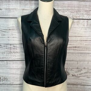 Wilsons Leather Maxima Moto Biker Vest Front Zip Medium Y2K 90s Style